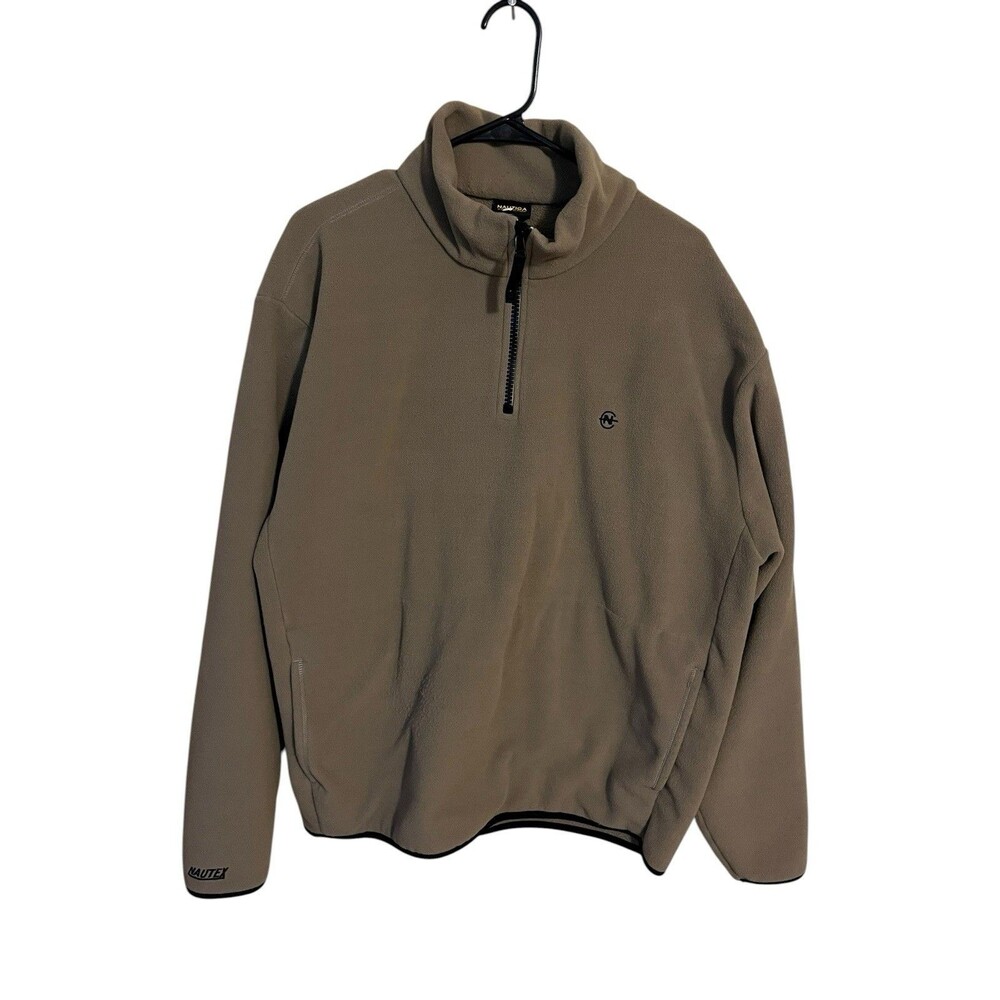 Vintage Nautica Mens XL Beige Quarter Zip Fleece Pullover Sweatshirt